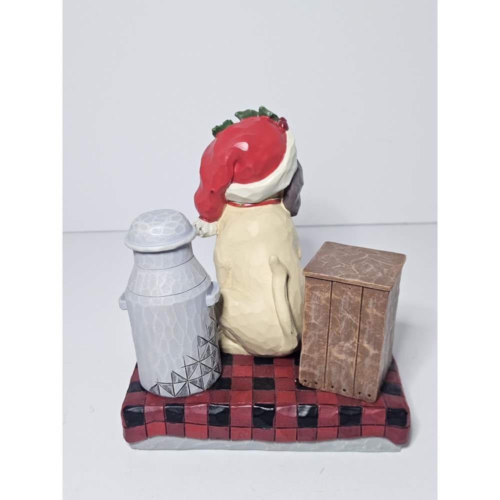 Jim Shore Country Living Festive Farmhouse Friend Dog Milk Pail Figurine 6011743 - Picture 4 of 8